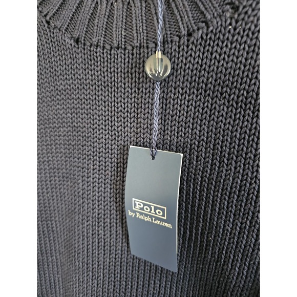 NWT Polo Ralph Lauren Cotton Preppy Shaker Stitch Navy Crewneck Sweater Size S - Picture 3 of 5